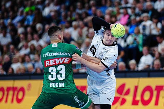 Luka Rogan (SC DHfK Leipzig, 33), Elias Ellefsen a Skipagotu (THW Kiel, 71) GER, THW Kiel vs. SC DHfK Leipzig, Handball, Bundesliga, Spieltag, 31, Saison 2024 2025, 28.05.2025 GER, THW Kiel vs. SC DHfK Leipzig, Handball, Bundesliga, Spieltag, 31, Saison 2024 2025, 28.05.2025 Kiel Copyright: xEibner-Pressefoto MarcelxvonxFehrnx EP_MFN