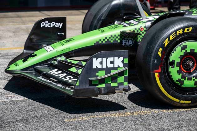 F1 - SPANISH GRAND PRIX 2025 Stake F1 Team Kick C45, mechanical detail, front wing, during the Formula 1 Aramco Gran Premio de Espana 2025, Spanish Grand Prix 2025, 9th round of the 2025 FIA Formula One World Championship, WM, Weltmeisterschaft from May 30 to June 1, 2025 on the Circuit de Barcelona-Catalunya, in Montmelo, Spain - MontmeloSpain Copyright: xCharlyxLopezx
