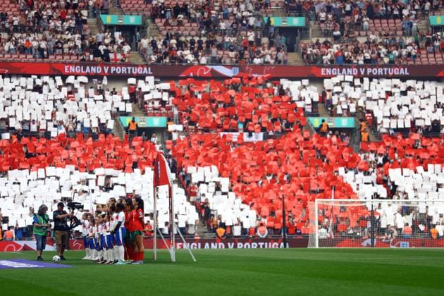 The national anthems are performed before kick off England Women v Portugal Women, UEFA Women s Nations League - League A - Group 3, Football, Wembley Stadium, London, UK - 30 May 2025 EDITORIAL USE ONLY No use with unauthorised audio, video, data, fixture lists, club league logos or live services. Online in-match use limited to 120 images, no video emulation. No use in betting, games or single club league player publications. Copyright: xKieranxMcManus Shutterstockx 15330900y