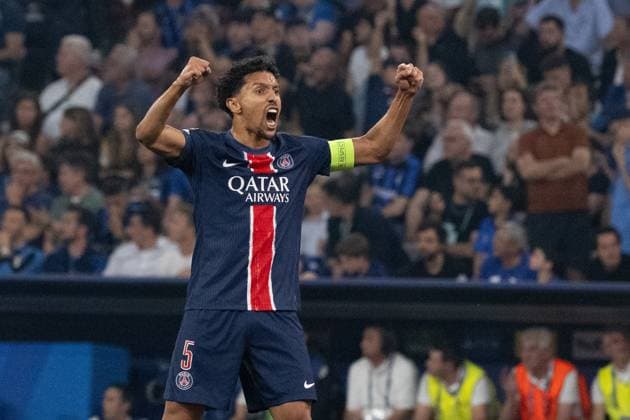 Tor zum 1:0 durch Achraf Hakimi (Paris Saint-Germain, 02), Jubel Torjubel. Marquinhos (Paris Saint-Germain, 05) GER, Paris Saint-Germain vs. Inter Mailand, Fussball, Herren, UEFA Champions League Finale Muenchen 2025, Spielzeit 2024 2025, 31.05.2025, GER, Paris Saint-Germain vs. Inter Mailand, Fussball, Herren, UEFA Champions League Finale Muenchen 2025, Spielzeit 2024 2025, 31.05.2025 Muenchen Copyright: xEibner-Pressefoto WolfgangxFrankx EP_WFK