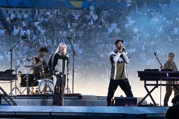 Eroeffnungsshow, Rockband LINKIN PARK bei der Kick-Off-Show zum Finale GER, Paris Saint-Germain vs. Inter Mailand, Fussball, Herren, UEFA Champions League Finale Muenchen 2025, Spielzeit 2024 2025, 31.05.2025, GER, Paris Saint-Germain vs. Inter Mailand, Fussball, Herren, UEFA Champions League Finale Muenchen 2025, Spielzeit 2024 2025, 31.05.2025 Muenchen Copyright: xEibner-Pressefoto WolfgangxFrankx EP_WFK