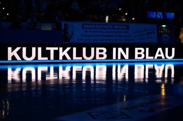 Reklame fuer den ThSV Eisenach in der Werner Assmann Halle am 33. Spieltag. GER, ThSV Eisenach gegen 1 VfL Potsdam, Handball, 1. Bundesliga, 33.Spieltag, Saison 2024 2025, 04.06.2025 GER, ThSV Eisenach gegen 1 VfL Potsdam, Handball, 1. Bundesliga, 33.Spieltag, Saison 2024 2025, 04.06.2025 Eisenach Copyright: xEibner-Pressefoto MartinxHerbstx EP_MHT