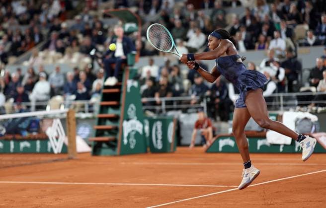 Coco Gauff of USA in action French Open Tennis, Day Twelve, Tennis, Roland Garros, Paris, France - 05 Jun 2025 EDITORIAL USE ONLY No use with unauthorised audio, video, data, fixture lists, club league logos or live services. Online in-match use limited to 120 images, no video emulation. No use in betting, games or single club league player publications. Copyright: xEllaxLing Shutterstockx 15337997bj
