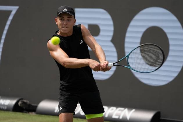 Fokus auf den Ball von Justin Engel, Justin Engel vs. James Duckwirth, Tennis, ATP, Tennis Herren Turnier, Boss-Open, Center-Court, Sechzehntelfinale, 10.06.2025, Justin Engel vs. James Duckwirth, Tennis, ATP-Turnier, Boss-Open, Center-Court, Sechzehntelfinale, 10.06.2025, Stuttgart Copyright: xEibner-Pressefoto EdwardxCheungx EP_ECG