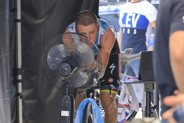 Remco Evenepoel, Soudal Quick-Step, during the warm, during the Criterium du Dauphine 2025, Cycling event, Stage 4, Individual Time Trial, Charmes-sur-Rhone > Saint-Peray (17,4 Km) on 11 June 2025 in Saint-Peray, France - during Criterium du Dauphine 2025 - Stage 4, Street Cycling race in France, France, June 11 2025 Copyright: xStefanoxCavasino IPAxSportx xipa-agency.netx xx IPA_58916639 IPA_Agency_IPA58916639