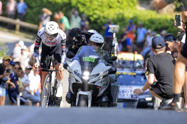 POGA?AR Tadej, UAE Team Emirates - XRG, during the Criterium du Dauphine 2025, Cycling event, Stage 4, Individual Time Trial, Charmes-sur-Rhone > Saint-Peray (17,4 Km) on 11 June 2025 in Saint-Peray, France - during Criterium du Dauphine 2025 - Stage 4, Street Cycling race in France, France, June 11 2025 Copyright: xStefanoxCavasino IPAxSportx xipa-agency.netx xx IPA_58923724 IPA_Agency_IPA58923724