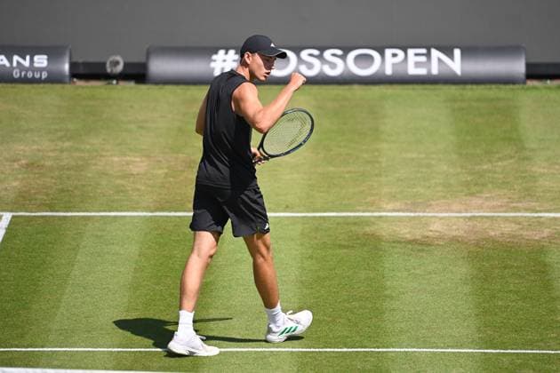 Justin ENGEL (GER), Jubel,Freude,Begeisterung, Aktion,Einzelaktion,Einzelbild, Freisteller,Ganzkoerperaufnahme,ganze Figur. Tennis Boss Open 2025 am 12.06. 2025 auf dem Weissenhof in Stuttgart, Â