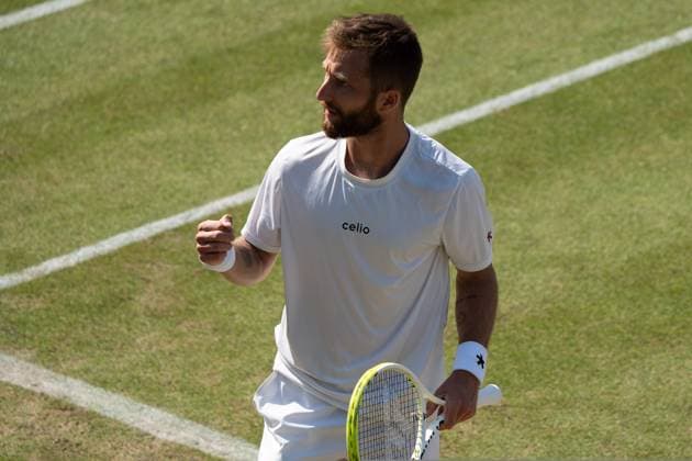 Corentin Moutet Emotionen, Jubel, Alexander Zverev vs. Corentin Moutet, Tennis, ATP, Tennis Herren Turnier, Boss-Open, Center-Court, Achtelfinale, 12.06.2025, Alexander Zverev vs. Corentin Moutet, Tennis, ATP-Turnier, Boss-Open, Center-Court, Achtelfinale, 12.06.2025, Stuttgart Copyright: xEibner-Pressefoto EdwardxCheungx EP_ECG