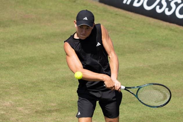 Justin Engel Aktion, Justin Engel vs. Felix Auger-Aliassime, Tennis, ATP, Tennis Herren Turnier, Boss-Open, Center-Court, Viertelfinale, 13.06.2025, Justin Engel vs. Felix Auger-Aliassime, Tennis, ATP-Turnier, Boss-Open, Center-Court, Viertelfinale, 13.06.2025, Stuttgart Copyright: xEibner-Pressefoto EdwardxCheungx EP_ECG