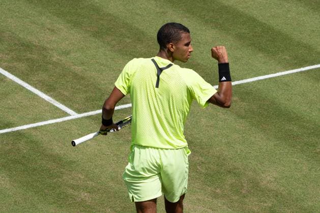 Felix Auger-Aliassime Sieg, Emotionen, Freude, Erleichterung, Justin Engel vs. Felix Auger-Aliassime, Tennis, ATP, Tennis Herren Turnier, Boss-Open, Center-Court, Viertelfinale, 13.06.2025, Justin Engel vs. Felix Auger-Aliassime, Tennis, ATP-Turnier, Boss-Open, Center-Court, Viertelfinale, 13.06.2025, Stuttgart Copyright: xEibner-Pressefoto EdwardxCheungx EP_ECG