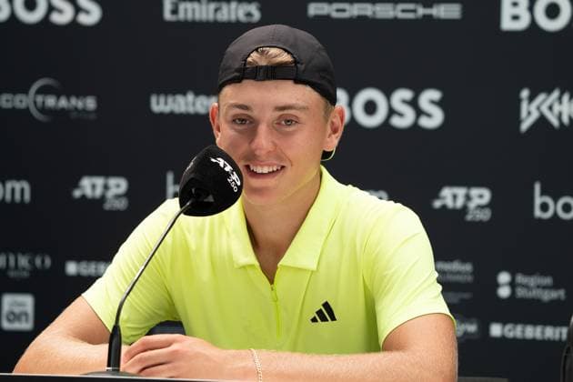 Justin Engel PK, Interview, Justin Engel vs. Felix Auger-Aliassime, Tennis, ATP, Tennis Herren Turnier, Boss-Open, Center-Court, Viertelfinale, 13.06.2025, Marton Fucsovics vs. Taylor Fritz, Tennis, ATP-Turnier, Boss-Open, Center-Court, Viertelfinale, 13.06.2025, Stuttgart Copyright: xEibner-Pressefoto EdwardxCheungx EP_ECG