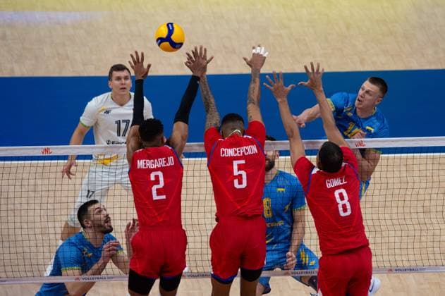 Ukraine vs Cuba RIO DE JANEIRO, RJ - 13.06.2025: UKRAINE VS CUBA - Mergarejo (CUB), Concepcion (CUB), Gomez (CUB), during a match valid for the Volleyball Nations League (VNL), held on June 13, 2025, at the Maracanazinho gym, in Rio de Janeiro, RJ, Brazil. (Photo: Renato Assis Fotoarena) x2753704x RenatoxAssis