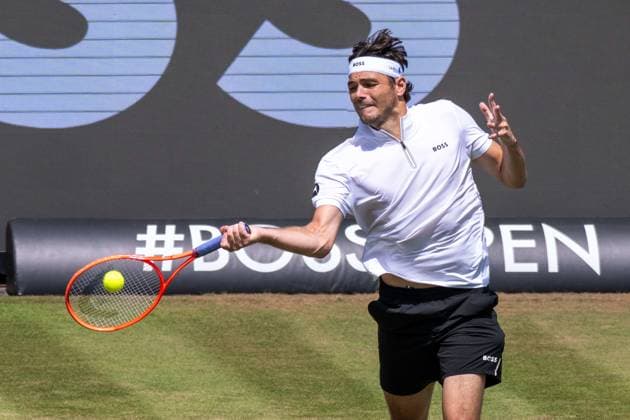 Taylor Fritz (USA). xettx, Deutschland, Stuttgart, 14.06.2025, Tennis, Boss Open, 2025, Halbfinale, F. Auger-Aliassime (CAN) - T. Fritz (USA), TC Weissenhof, Center Court