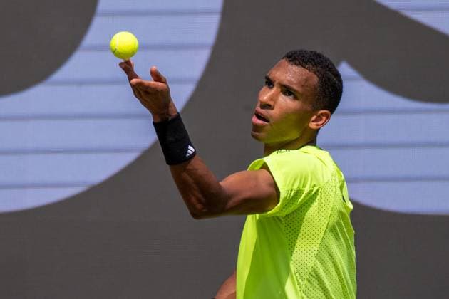 Felix Auger-Aliassime (CAN). xettx, Deutschland, Stuttgart, 14.06.2025, Tennis, Boss Open, 2025, Halbfinale, F. Auger-Aliassime (CAN) - T. Fritz (USA), TC Weissenhof, Center Court