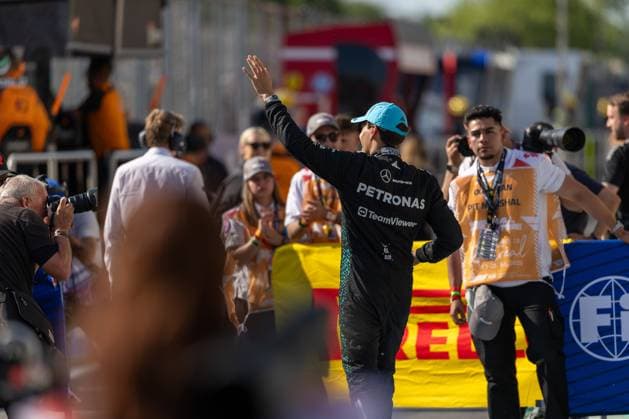 George Russell (Mercedes-AMG Petronas F1 Team, Großbritannien, 63) Pole Position, CAN, Formel 1 Weltmeisterschaft, Grand Prix von Kanada, Circuit Gilles Villeneuve, Qualifying, Saison 2025, 14.06.2025 CAN, Formel 1 Weltmeisterschaft, Grand Prix von Kanada, Circuit Gilles Villeneuve, Qualifying, Saison 2025, 14.06.2025 Montreal Copyright: xEibner-Pressefoto MarcelxFischerx EP_MFI