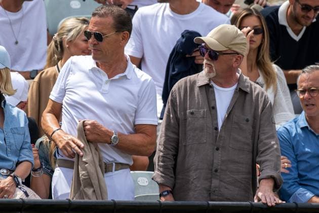 Vorstandsvorsitzender von Hugo Boss Daniel Grieder und Gerhard Friedle DJ Ötzi. xettx, Deutschland, Stuttgart, 15.06.2025, Tennis, Boss Open, 2025, Finale, A. Zverev (GER) - T. Fritz (USA), TC Weissenhof, Center Court