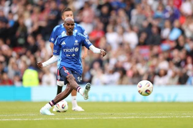Sir Mo Farah England XI v World XI, Soccer Aid for Unicef 2025, Football, Old Trafford, Manchester, UK - 15 Jun 2025 EDITORIAL USE ONLY No use with unauthorised audio, video, data, fixture lists, club league logos or live services. Online in-match use limited to 120 images, no video emulation. No use in betting, games or single club league player publications. Copyright: xRyanxBrowne Shutterstockx 15352333w