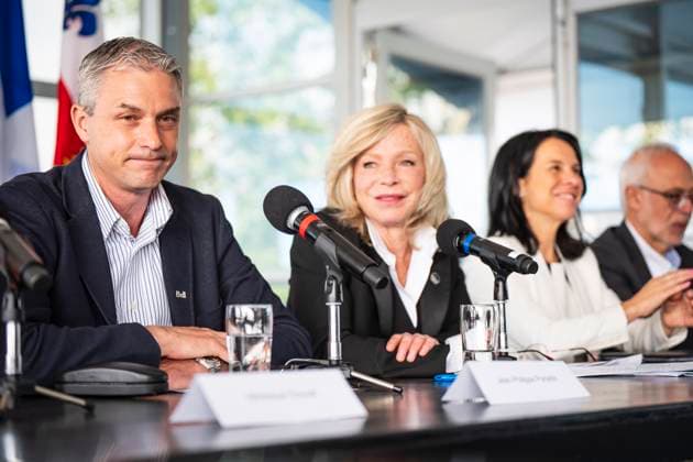 June 17, 2025, Montreal, Pq, CANADA: Jean-Philippe Paradis, president of Formula One Grand Prix, Canada, gives remarks on a Canadian Grand Prix contract extension while accompanied by, from right, Caroline Proulx, minister of Tourism of Quebec, Montreal mayor Valo rie Plante, and Carlos Leito£o, parliamentary secretary to the Ministry of Industry, during a press conference, PK, Pressekonferenz in Montreal on Tuesday, June 17, 2025. Canada News - June 17, 2025 - ZUMAc35_ 20250617_zaf_c35_015 Copyright: xChristopherxKatsarovx