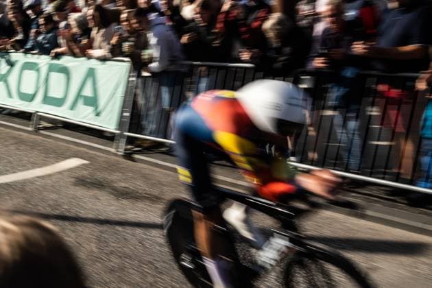 June 27, 2025, Aalborg, The North Jutland Region, Denmark: Mads Pedersen of Team Lidl-Trek crosses the finish line during the Men s Elite Individual Time Trial at the Danish Championships. When DM Week returns to Aalborg from 23-29 June 2025, there will be more sports than ever before, new disciplines on the program and an entire city in motion. During an intense week, some of Denmark s most talented athletes will compete for DM gold in over 120 disciplines - from classics like cycling and swimming to high diving from the Limfjord Bridge, dance, speedway and 3x3 basketball. This will be the fourth time DM Week has been held, and the third time Aalborg has hosted it. Aalborg Denmark - ZUMAs197 20250627_aaa_s197_119 Copyright: xKristianxTuxenxLadegaardxBergx