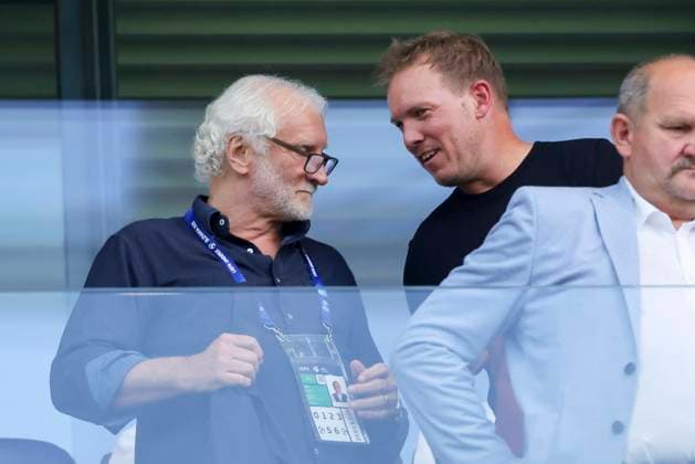 Direktor Nationalmannschaften Rudi Voeller (Germany) und Bundestrainer Julian Nagelsmann (Germany) unterhalten sich, UEFA European Under-21 Championship 2025 Final, England v Germany Final, National Football Stadium am 28. June 2025 in Bratislava, Slowakei. (Foto von Marco Steinbrenner DeFodi Images) Direktor Nationalmannschaften Rudi Voeller (Germany) und Bundestrainer Julian Nagelsmann (Germany) talk together, UEFA European Under-21 Championship 2025 Final, England v Germany Final, National Football Stadium, June 28, 2025 in Bratislava, Slovakia. (Photo by Marco Steinbrenner DeFodi Images)