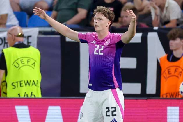 Paul Wanner (Germany) gestikuliert, UEFA European Under-21 Championship 2025 Final, England v Germany Final, National Football Stadium am 28. June 2025 in Bratislava, Slowakei. (Foto von Marco Steinbrenner DeFodi Images) Paul Wanner (Germany) gestures, UEFA European Under-21 Championship 2025 Final, England v Germany Final, National Football Stadium, June 28, 2025 in Bratislava, Slovakia. (Photo by Marco Steinbrenner DeFodi Images)