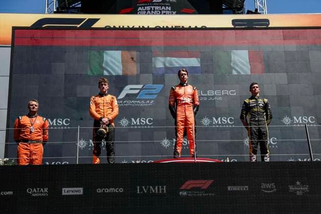 Sport Bilder des Tages AUTO - FORMULA 2 2025 - AUSTRIA VERSCHOOR Ricard (nld), MP Motorsport, Dallara F2 2024, portrait DUNNE Alex (irl), Rodin Motorsport, Dallara F2 2024, portrait FORNAROLI Leonardo (ita), Invicta Racing, Dallara F2 2024, portrait during the 7th round of the 2025 FIA Formula 2 Championship from June 27 to 29, 2025 on the Red Bull Ring, in Spielberg, Austria - SpielbergAustria Copyright: xXavixBonillax