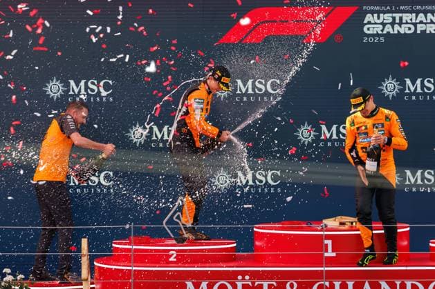 Oscar Piastri (McLaren Formula 1 Team, 81), Lando Norris (McLaren Formula 1 Team, 04), Grosser Preis von Oesterreich, Motorsport, Formel 1, Saison 2025, 29.06.2025 Grosser Preis von Oesterreich, Motorsport, Formel 1, Saison 2025, 29.06.2025 Copyright: xEibner-Pressefoto AlexanderxNeisx EP_ANS