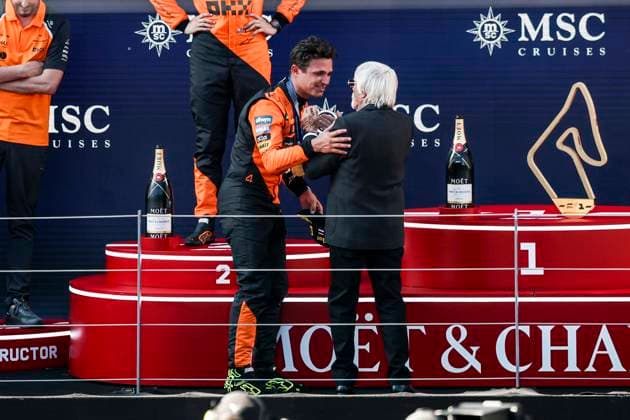 F1 - AUSTRIAN GRAND PRIX 2025 NORRIS Lando (gbr), McLaren F1 Team MCL39, portrait ECCLESTONE Bernie (gbr), former CEO of Formula One Group, portrait during the Formula 1 MSC Cruises Austrian Grand Prix 2025, 11th round of the 2025 FIA Formula One World Championship, WM, Weltmeisterschaft from June 27 to 29, 2025 on the Red Bull Ring, in Spielberg, Austria - SpielbergAustria Copyright: xXavixBonillax