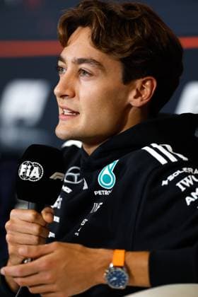 F1 - BRITISH GRAND PRIX 2025 RUSSELL George (gbr), Mercedes AMG F1 Team W16, portrait press conference, PK, Pressekonferenz during the Formula 1 Qatar Airways British Grand Prix 2025, 12th round of the 2025 FIA Formula One World Championship, WM, Weltmeisterschaft from July 4 to 6, 2025 on the Silverstone Circuit, in Silverstone, United Kingdom - SilverstoneUnited Kingdom Copyright: xDPPIx