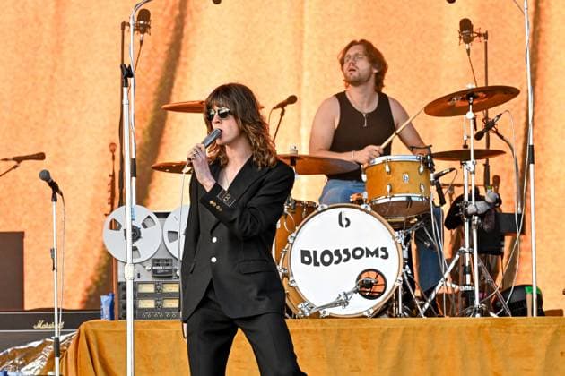 The Blossoms, Formula 1 Launch Event, Silverstone, UK, 03 July, 2025. 03 July 2025. The Blossoms perform on the ebay Main Stage at the Launch Event at the Formula 1 Qatar Airways British Grand Prix at Silverstone, Northamptonshire, UK., Credit:Lee Floyd Avalon UK, Northamptonshire, Silverstone Copyright: xLeexFloydx xAvalonx 1018158064