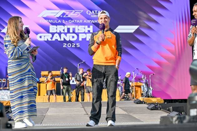 Formula 1 Launch Event, Drivers Silverstone, UK, 03 July, 2025. 03 July 2025. Lando Norris, McLaren, on the ebay Main Stage for the Launch Event at the Formula 1 Qatar Airways British Grand Prix at Silverstone, Northamptonshire, UK., Credit:Lee Floyd Avalon UK, Northamptonshire, Silverstone Copyright: xLeexFloydx xAvalonx 1018158194