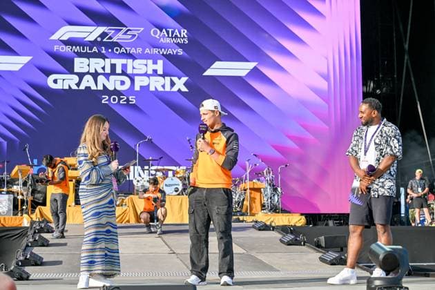 Formula 1 Launch Event, Drivers Silverstone, UK, 03 July, 2025. 03 July 2025. Lando Norris, McLaren, on the ebay Main Stage for the Launch Event at the Formula 1 Qatar Airways British Grand Prix at Silverstone, Northamptonshire, UK., Credit:Lee Floyd Avalon UK, Northamptonshire, Silverstone Copyright: xLeexFloydx xAvalonx 1018158241