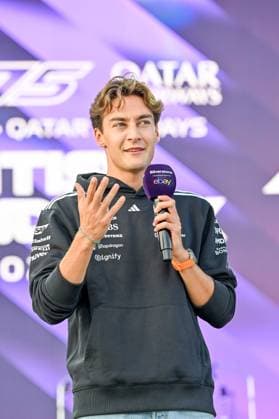 Formula 1 Launch Event, Drivers Silverstone, UK, 03 July, 2025. 03 July 2025. George Russell, Mercedes, on the ebay Main Stage for the Launch Event at the Formula 1 Qatar Airways British Grand Prix at Silverstone, Northamptonshire, UK., Credit:Lee Floyd Avalon UK, Northamptonshire, Silverstone Copyright: xLeexFloydx xAvalonx 1018158498