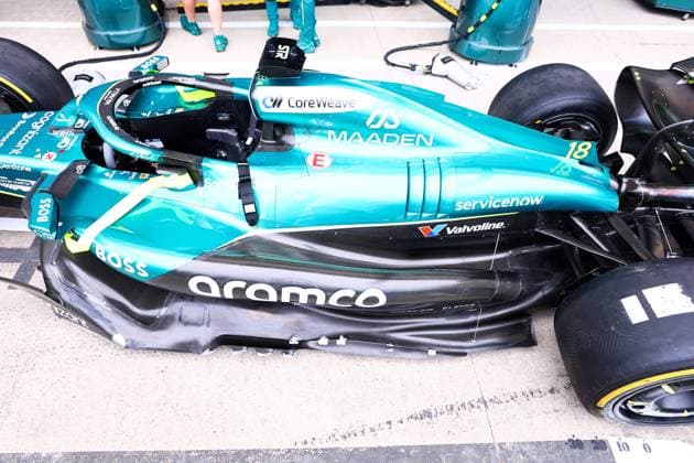 F1 - BRITISH GRAND PRIX 2025 Aston Martin F1 Team AMR25, mechanical detail floor edges engine, moteur cover aerodynamism, aerodynamic, aerodynamics during the Formula 1 Qatar Airways British Grand Prix 2025, 12th round of the 2025 FIA Formula One World Championship, WM, Weltmeisterschaft from July 4 to 6, 2025 on the Silverstone Circuit, in Silverstone, United Kingdom - SilverstoneUnited Kingdom Copyright: xEricxAlonsox