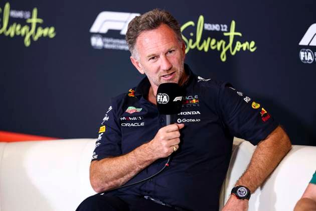 F1 - BRITISH GRAND PRIX 2025 HORNER Christian (gbr), Team Principal of Red Bull Racing, portrait press conference, PK, Pressekonferenz during the Formula 1 Qatar Airways British Grand Prix 2025, 12th round of the 2025 FIA Formula One World Championship, WM, Weltmeisterschaft from July 4 to 6, 2025 on the Silverstone Circuit, in Silverstone, United Kingdom - SilverstoneUnited Kingdom Copyright: xEricxAlonsox