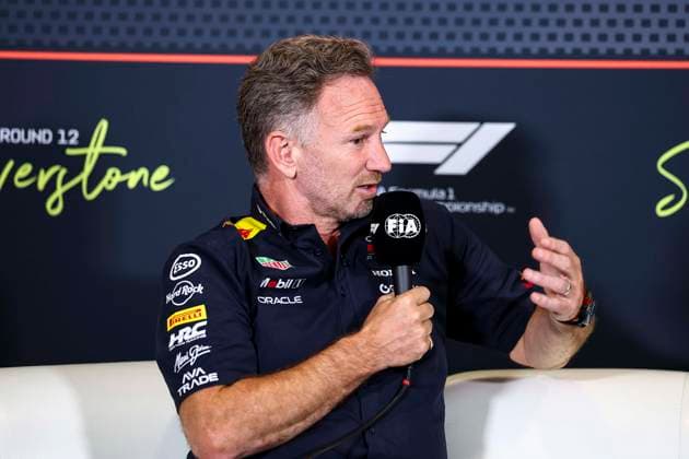 F1 - BRITISH GRAND PRIX 2025 HORNER Christian (gbr), Team Principal of Red Bull Racing, portrait press conference, PK, Pressekonferenz during the Formula 1 Qatar Airways British Grand Prix 2025, 12th round of the 2025 FIA Formula One World Championship, WM, Weltmeisterschaft from July 4 to 6, 2025 on the Silverstone Circuit, in Silverstone, United Kingdom - SilverstoneUnited Kingdom Copyright: xEricxAlonsox