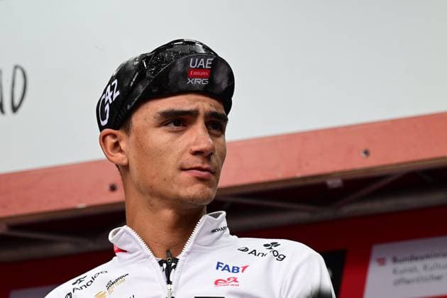 10.07.2025, St. Johann, AUT, Tour of Austria 2025, Etappe 2 von Bischofshofen nach St. Johann in Salzburg (142,1 km), im Bild Isaac Del Toro (MEX, UAE Team Emirates - XRG) Isaac Del Toro (MEX, UAE Team Emirates - XRG) during the stage 2 from Bischofshofen to St. Johann in Salzburg (142,1 km) of the Tour of Austria. in St. Johann, Austria on 2025 07 10. Expa St. Johann