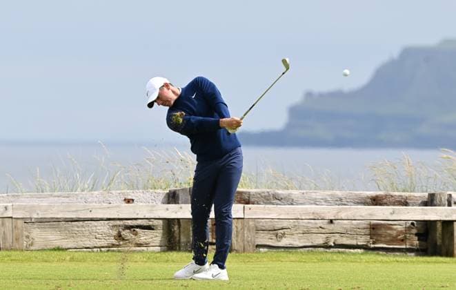 Rory McIlroy on the 6th Tee The Open Championship, Day Two, Golf, Royal Portrush Golf Club, Portrush, Northern Ireland, UK - 18 Jul 2025 EDITORIAL USE ONLY No use with unauthorised audio, video, data, fixture lists, club league logos or live services. Online in-match use limited to 120 images, no video emulation. No use in betting, games or single club league player publications. Copyright: xGreigxCowie Shutterstockx 15402506aa