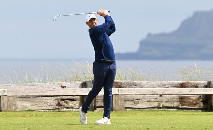 Rory McIlroy on the 6th Tee The Open Championship, Day Two, Golf, Royal Portrush Golf Club, Portrush, Northern Ireland, UK - 18 Jul 2025 EDITORIAL USE ONLY No use with unauthorised audio, video, data, fixture lists, club league logos or live services. Online in-match use limited to 120 images, no video emulation. No use in betting, games or single club league player publications. Copyright: xGreigxCowie Shutterstockx 15402506af