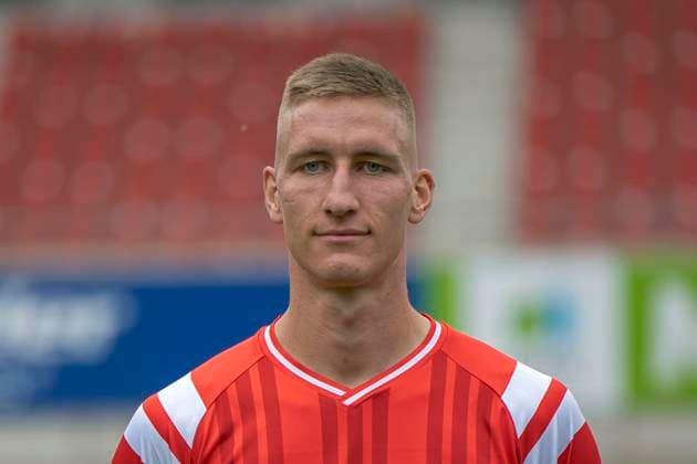 Pascal Schmedemann (HFC, 24), Hallescher FC, Mannschaft, Teamfoto, Portraets, Spielerfoto, Fussball, RL Nordost, Saison 2025 26, 17.07.2025 Halle Leuna Chemie Stadion ST Deutschland
