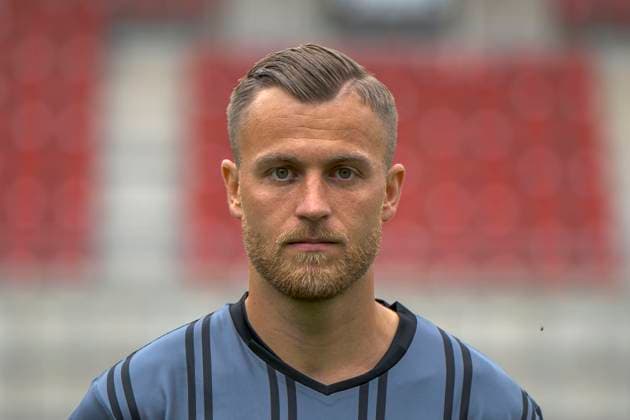 Torwart Sven Mueller (HFC, 1), Hallescher FC, Mannschaft, Teamfoto, Portraets, Spielerfoto, Fussball, RL Nordost, Saison 2025 26, 17.07.2025 Halle Leuna Chemie Stadion ST Deutschland
