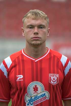 Kilian Zaruba (HFC, 4), Hallescher FC, Mannschaft, Teamfoto, Portraets, Spielerfoto, Fussball, RL Nordost, Saison 2025 26, 17.07.2025 Halle Leuna Chemie Stadion ST Deutschland