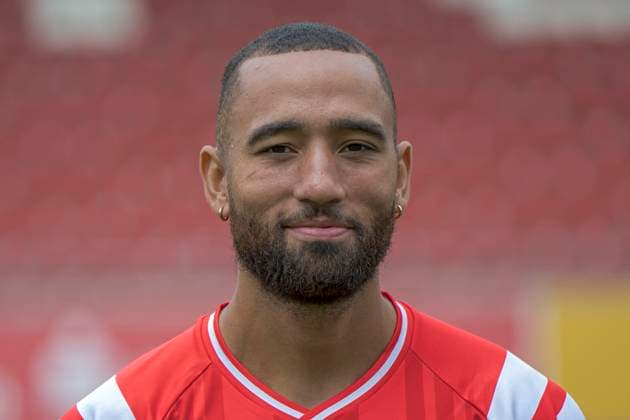 Cyrill Akono (HFC, 14), Hallescher FC, Mannschaft, Teamfoto, Portraets, Spielerfoto, Fussball, RL Nordost, Saison 2025 26, 17.07.2025 Halle Leuna Chemie Stadion ST Deutschland