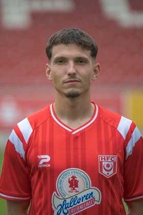 Pierre Weber (HFC, 16), Hallescher FC, Mannschaft, Teamfoto, Portraets, Spielerfoto, Fussball, RL Nordost, Saison 2025 26, 17.07.2025 Halle Leuna Chemie Stadion ST Deutschland