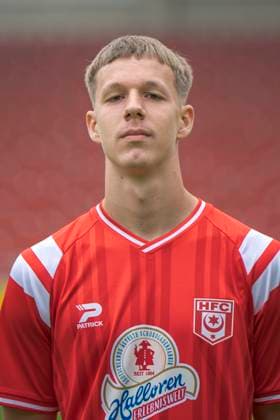 Julien Damelang (HFC, 43), Hallescher FC, Mannschaft, Teamfoto, Portraets, Spielerfoto, Fussball, RL Nordost, Saison 2025 26, 17.07.2025 Halle Leuna Chemie Stadion ST Deutschland