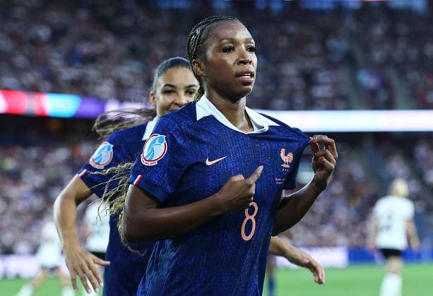 Grace Geyoro of France Women celebrates scoring the opening goal for their side from the penalty spot France Women v Germany Women, UEFA European Women s Championship, Quarter Final, Football, St. Jakob Park, Basel, Switzerland - 19 Jul 2025Basel St. Jakob Park Switzerland EDITORIAL USE ONLY No use with unauthorised audio, video, data, fixture lists, club league logos or live services. Online in-match use limited to 120 images, no video emulation. No use in betting, games or single club league player publications. Copyright: xMichaelxZemanek Shutterstockx 15403243ap