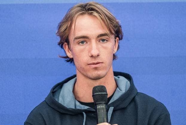 21.07.2025, Sportpark, Kitzbühel, AUT, ATP, Tennis Herren Tour, Generali Open Kitzbühel 2025, Pressekonferenz, im Bild Lukas Neumayer (AUT) Lukas Neumayer of Austria during a press conference, PK, Pressekonferenz of Austrian Tennis Federation ÖTV at the 2025 Generali Open Kitzbühel of the ATP Tour at the Sportpark in Kitzbühel, Austria on 2025 07 21. Expa Kitzbühel