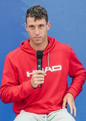 21.07.2025, Sportpark, Kitzbühel, AUT, ATP, Tennis Herren Tour, Generali Open Kitzbühel 2025, Pressekonferenz, im Bild Filip Misolic (AUT) Filip Misolic of Austria during a press conference, PK, Pressekonferenz of Austrian Tennis Federation ÖTV at the 2025 Generali Open Kitzbühel of the ATP Tour at the Sportpark in Kitzbühel, Austria on 2025 07 21. Expa Kitzbühel