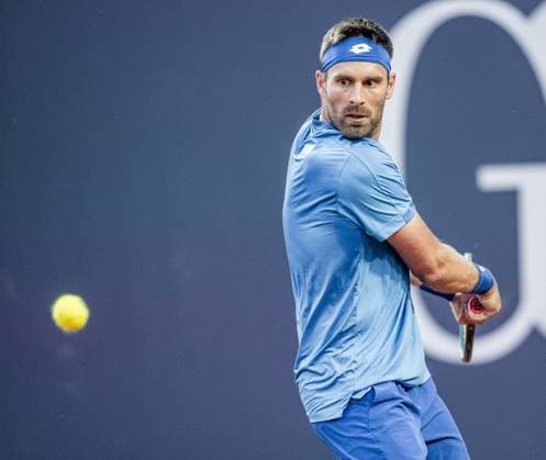 21.07.2025, Sportpark, Kitzbühel, AUT, ATP, Tennis Herren Tour, Generali Open Kitzbühel 2025, 1. Runde, Herren Einzel, im Bild Norbert Gombos (SVK) Norbert Gombos of Slovakia during men s single 1. round match at the 2025 Generali Open Kitzbühel of the ATP Tour at the Sportpark in Kitzbühel, Austria on 2025 07 21. Expa Kitzbühel
