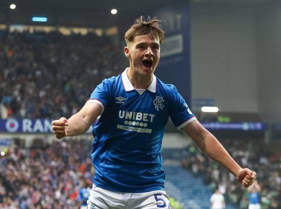 Findlay Curtis of Rangers celebrates scoring his sides first goal during UEFA Champions League second qualifying round first leg at Ibrox Stadium, Glasgow. Rangers v Panathinaikos, UEFA Champions League, 2nd Qualifying Round, Football, Ibrox Stadium, Glasgow, UK - 22 Jul 2025Glasgow Ibrox Stadium United Kingdom EDITORIAL USE ONLY No use with unauthorised audio, video, data, fixture lists, club league logos or live services. Online in-match use limited to 120 images, no video emulation. No use in betting, games or single club league player publications. Copyright: xRangersxFC Shutterstockx 15409270bx